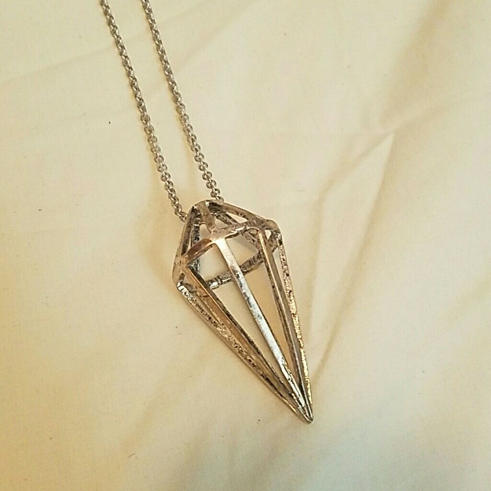 18" Chain Silver Caged Diamond Necklace